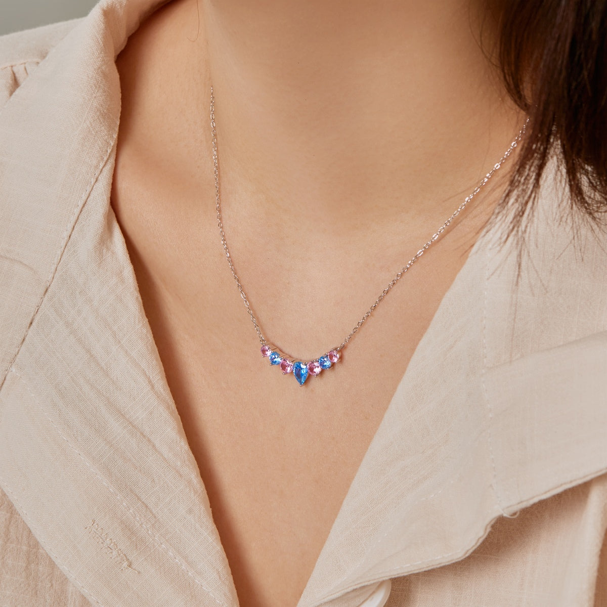 [Perla Lux]Dainty Colorful Heart Necklace