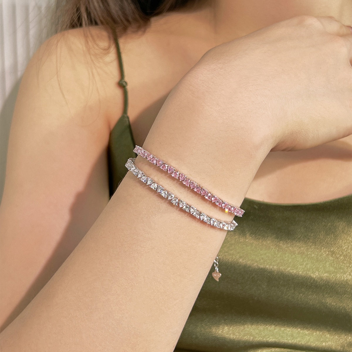 [Perla Lux]Dazzling Romantic Heart Shape Lover Bracelet