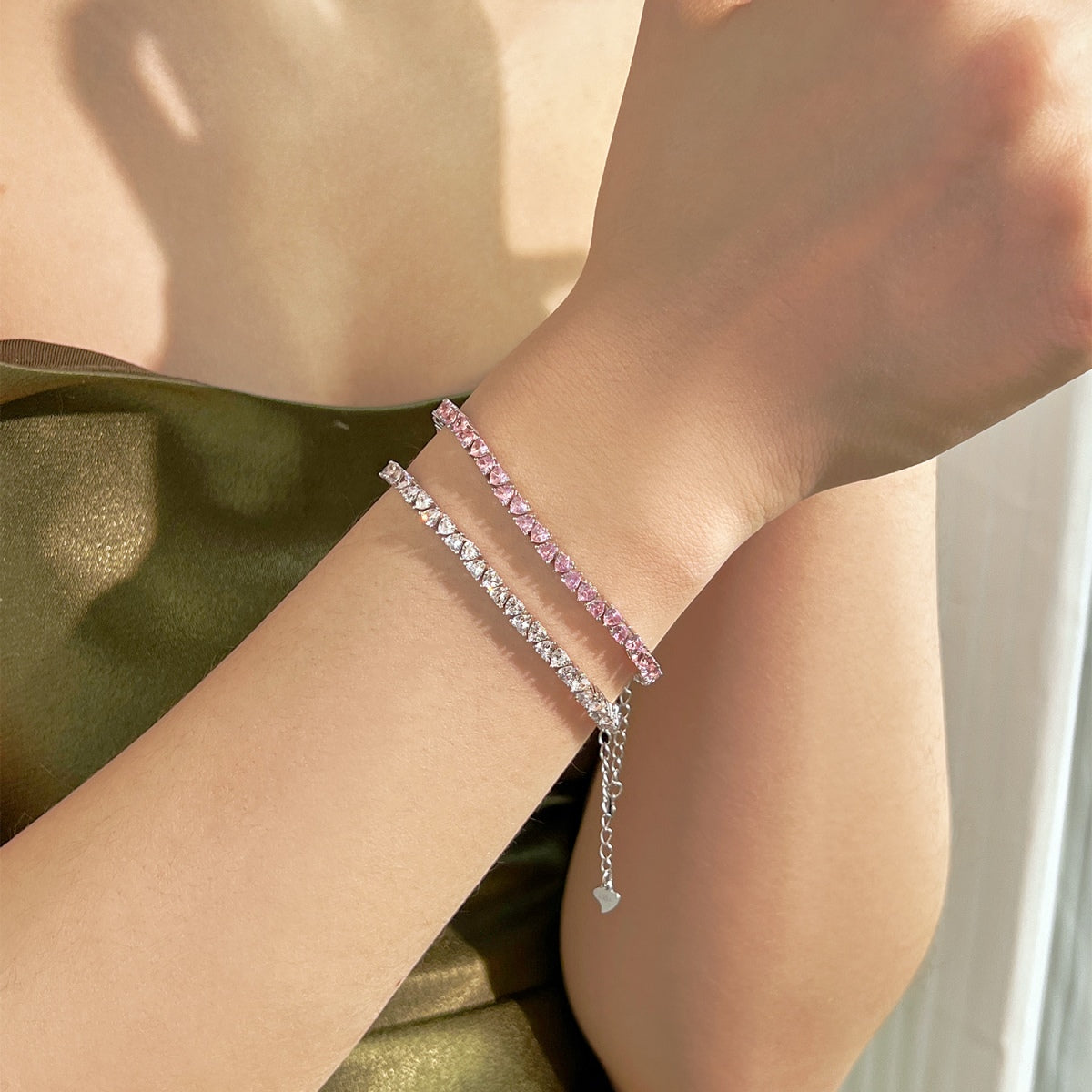[Perla Lux]Dazzling Romantic Heart Shape Lover Bracelet