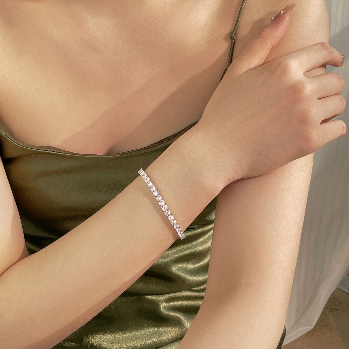 [Perla Lux]Luxurious Ornate Round Cut Tennis Bracelet