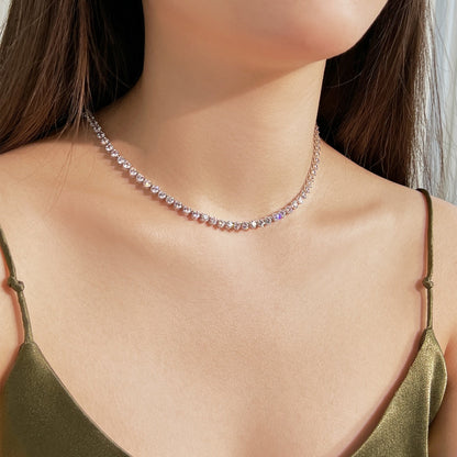 [Perla Lux]Ornate Heart Cut Tennis Necklace
