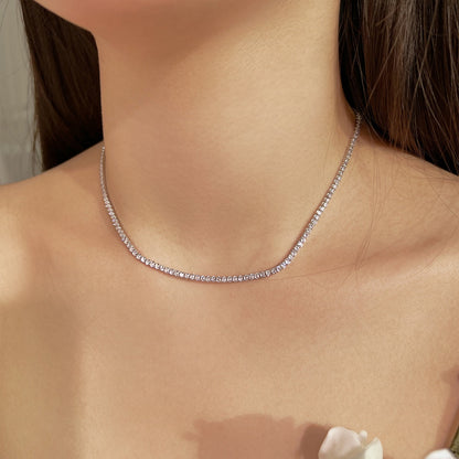 [Perla Lux]Delicate Round Shape Tennis Necklace