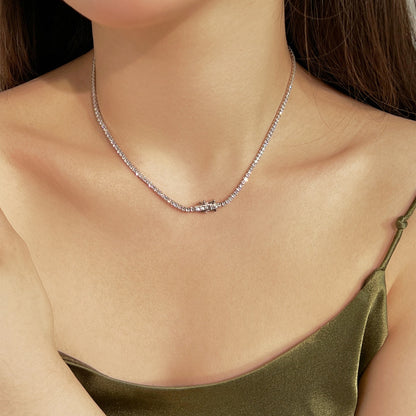 [Perla Lux]Delicate Round Shape Tennis Necklace