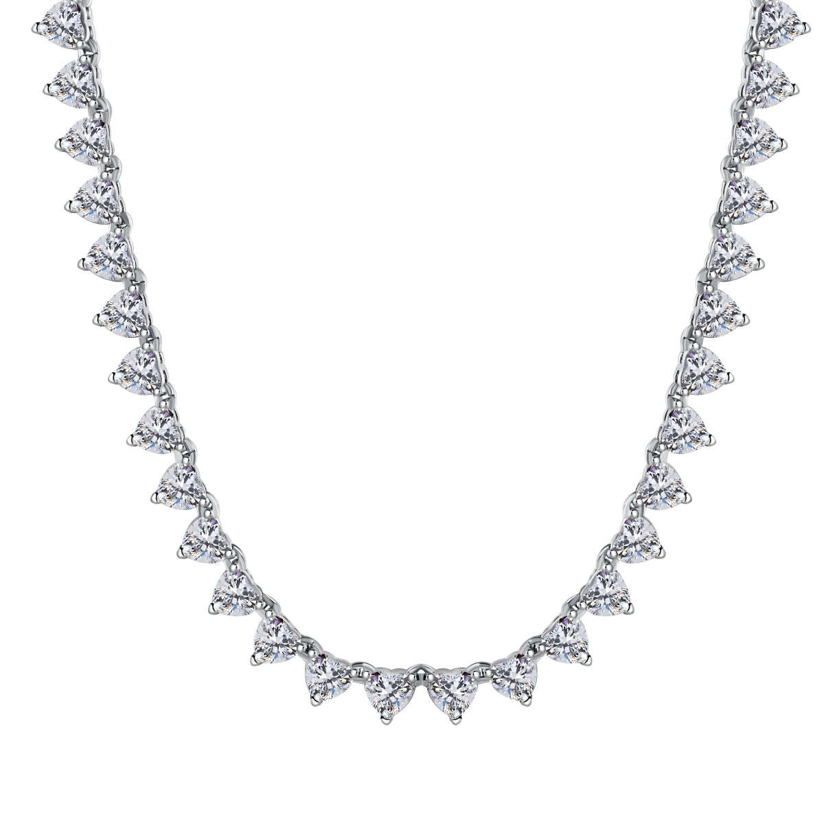 [Perla Lux]Ornate Heart Cut Tennis Necklace