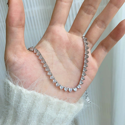 [Perla Lux]Ornate Heart Cut Tennis Necklace