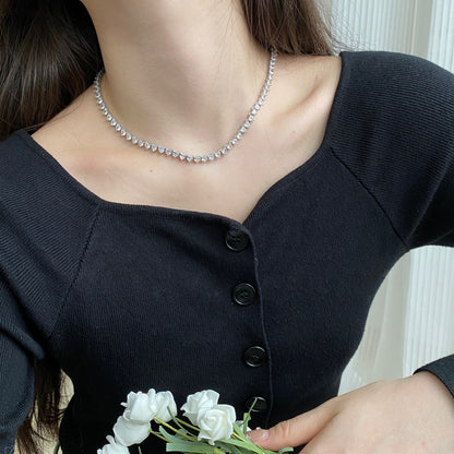 [Perla Lux]Ornate Heart Cut Tennis Necklace