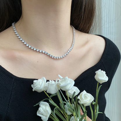 [Perla Lux]Ornate Heart Cut Tennis Necklace