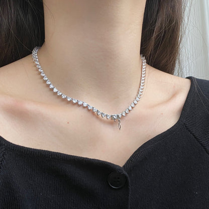 [Perla Lux]Ornate Heart Cut Tennis Necklace