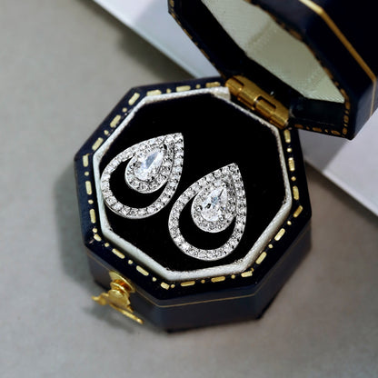 [Perla Lux]Sparkling Delicate Water Drop Shape Daily Earrings