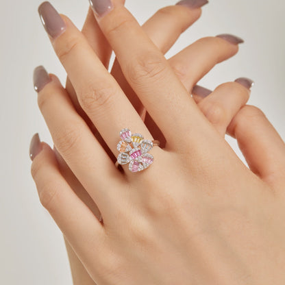 [Perla Lux]Sparkling Colorful Water Drop Shape Daily Ring