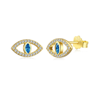 [Perla Lux]Blue Devil Eyes Hollow Stud Earrings