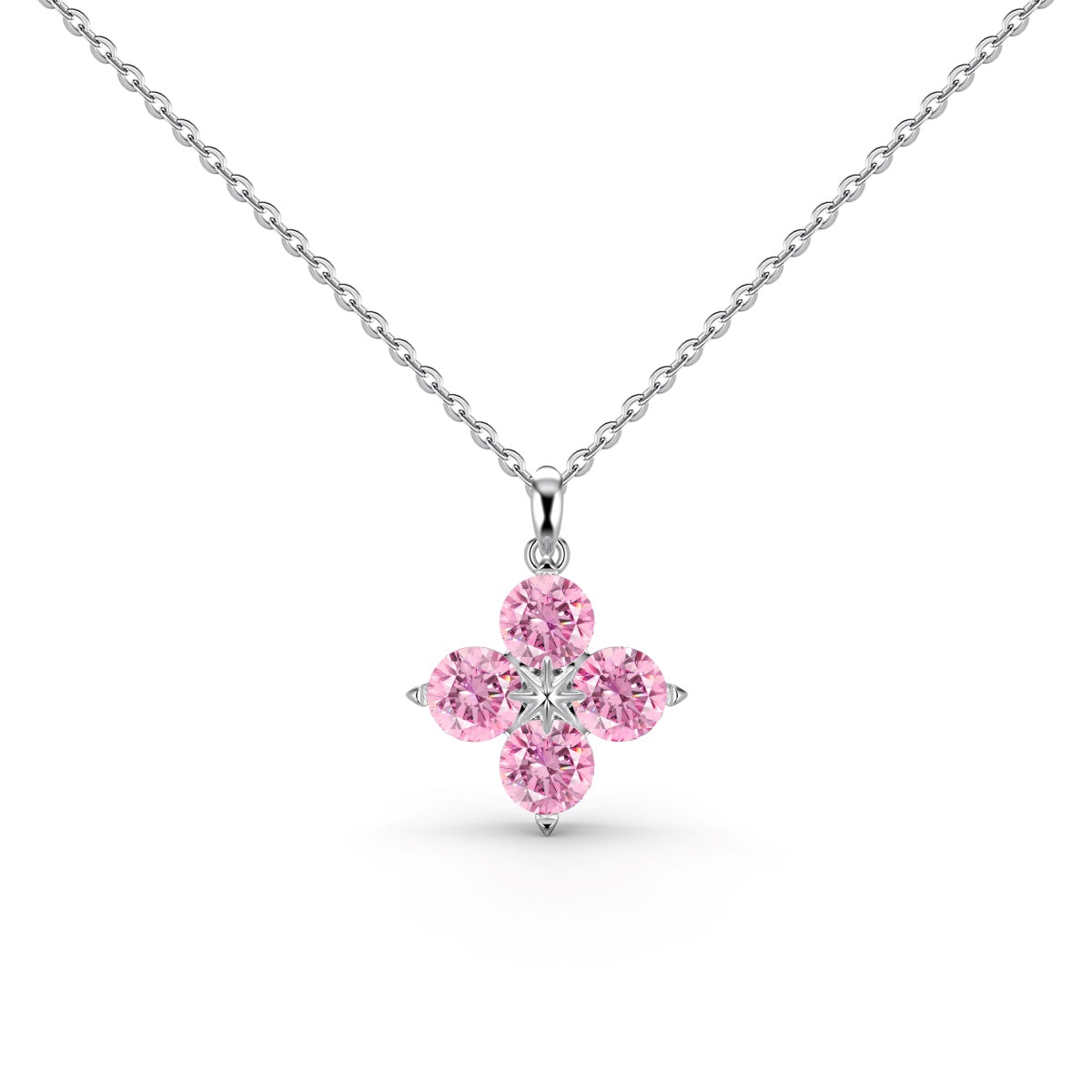 [Perla Lux]Four-Leaf Clover And Eight-Pointed Star Necklace