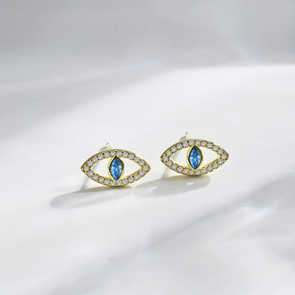 [Perla Lux]Blue Devil Eyes Hollow Stud Earrings