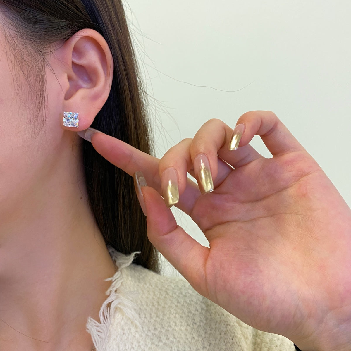 [Perla Lux]Ornate Square Shape Earrings