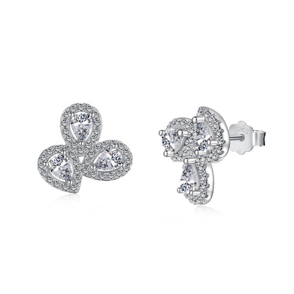 [Perla Lux]Ornate Flower Shape Pear Cut Lover Earrings