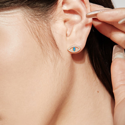 [Perla Lux]Blue Devil Eyes Hollow Stud Earrings