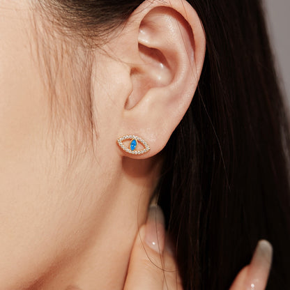 [Perla Lux]Blue Devil Eyes Hollow Stud Earrings