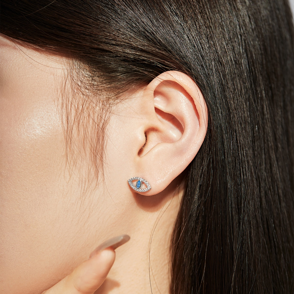 [Perla Lux]Blue Devil Eyes Hollow Stud Earrings