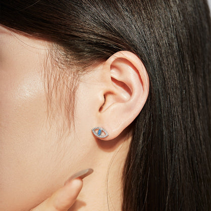[Perla Lux]Blue Devil Eyes Hollow Stud Earrings