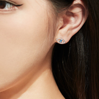 [Perla Lux]Blue Devil Eyes Hollow Stud Earrings