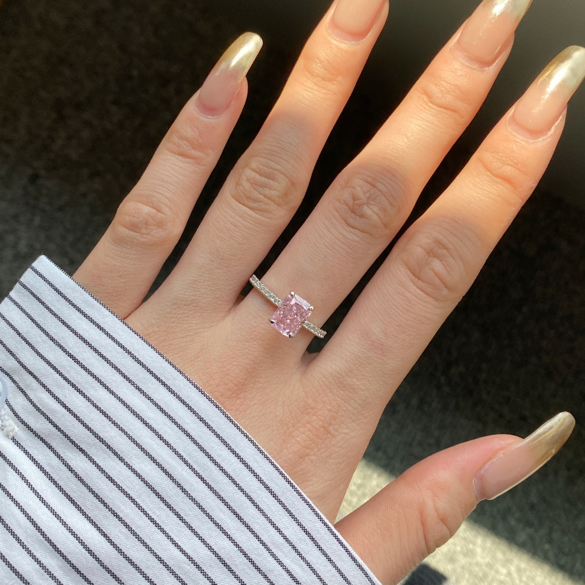[Perla Lux]2.0 Carat Dazzling Sparkling Radiant Cut Party Ring