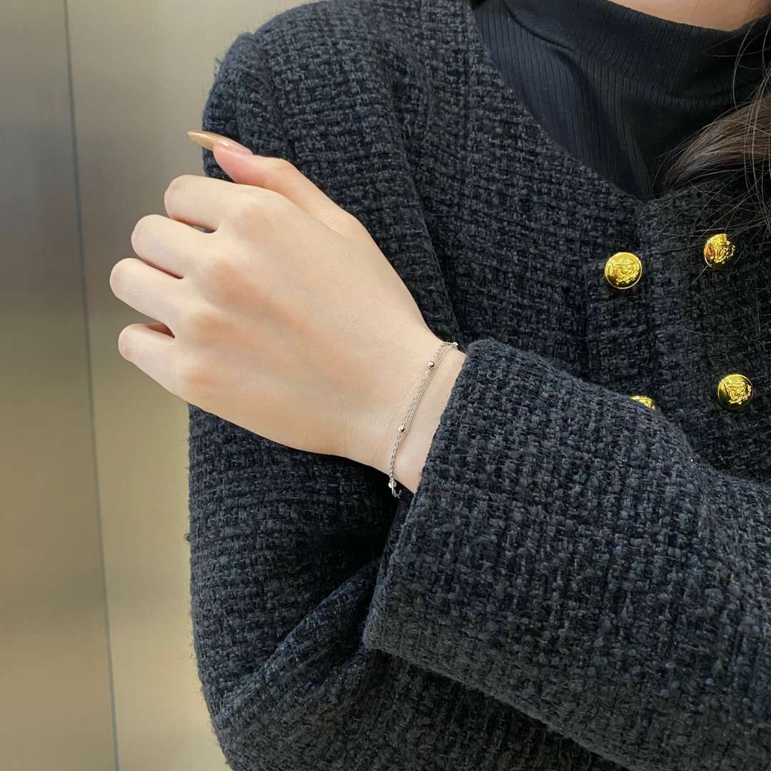 [Perla Lux]Delicate Bead Double Layer Bracelet