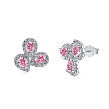 [Perla Lux]Ornate Flower Shape Pear Cut Lover Earrings