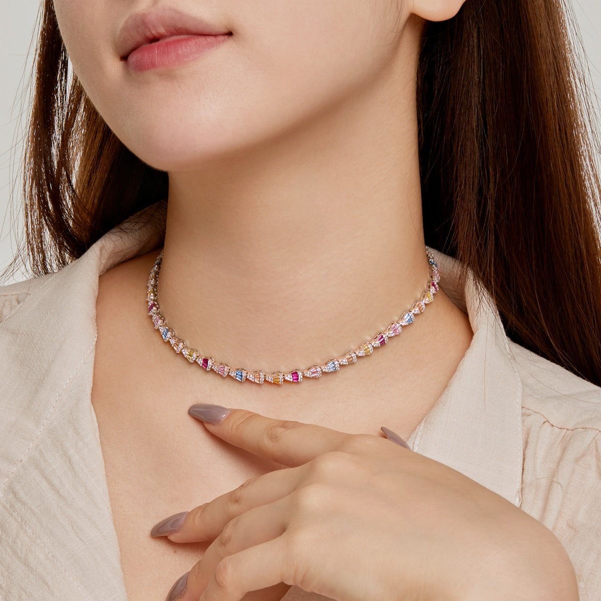[Perla Lux]Radiant Colorful Rainbow Necklace