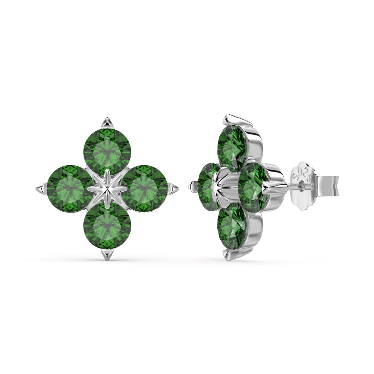 [Perla Lux]Four-Leaf Clover Eight-Pointed Star Earrings