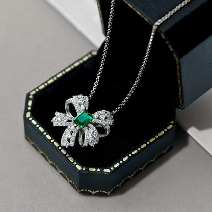 [Perla Lux]Luxurious Flower Shape Emerald Cut Necklace