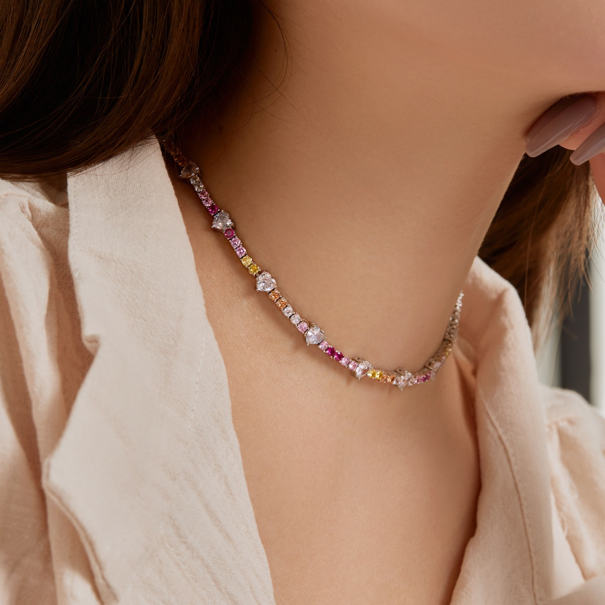 [Perla Lux]Delicate Colorful Rainbow Tennis Chain
