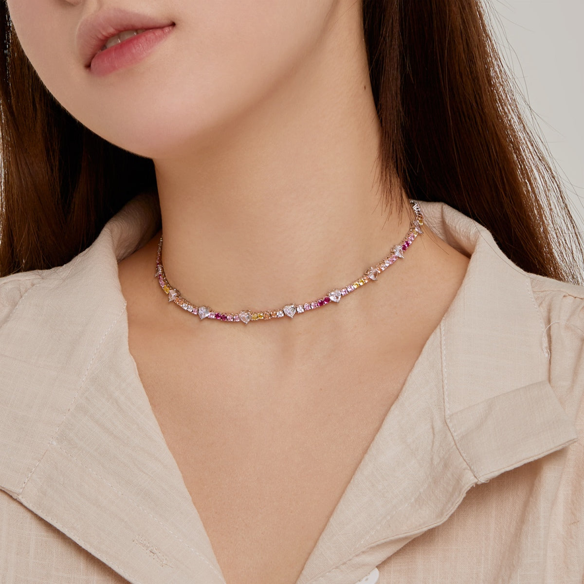 [Perla Lux]Delicate Colorful Rainbow Tennis Chain