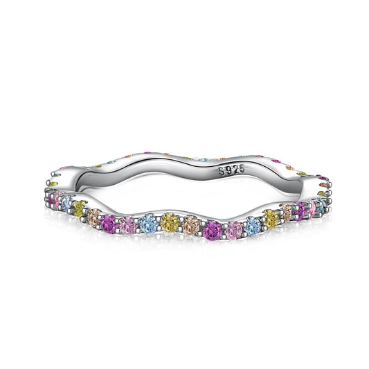 [Perla Lux]Dainty Colorful Round Cut Party Ring