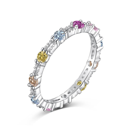 [Perla Lux]Sparkling Colorful Round Cut Tennis Ring