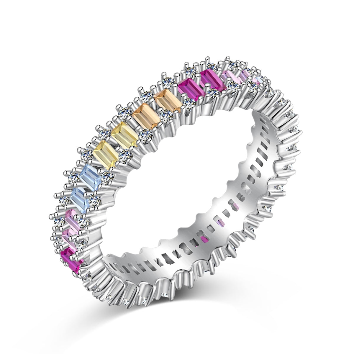 [Perla Lux]Splashy Ornate Emerald Cut Cocktail Ring