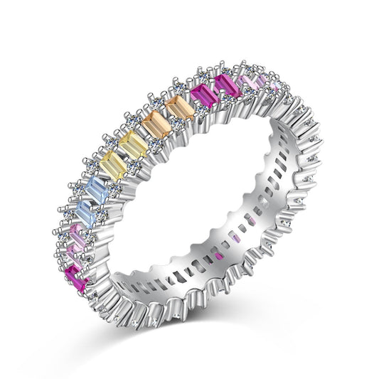 [Perla Lux]Splashy Ornate Emerald Cut Cocktail Ring