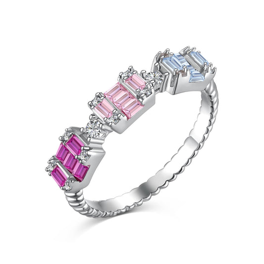[Perla Lux]Unique Colorful Emerald Cut Party Ring