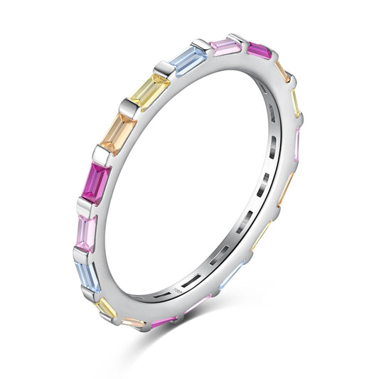 [Perla Lux]Exquisite Multicolored Emerald Cut Daily Ring