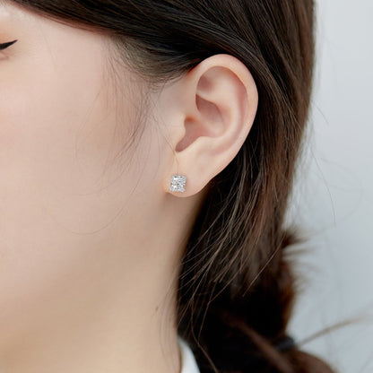 [Perla Lux]1.0 Carat Radiant Princess Cut Wedding Earrings