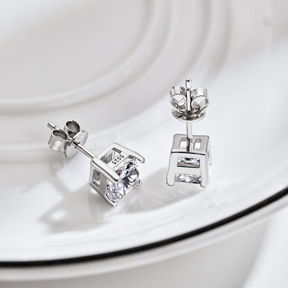 [Perla Lux]1.0 Carat Radiant Princess Cut Wedding Earrings