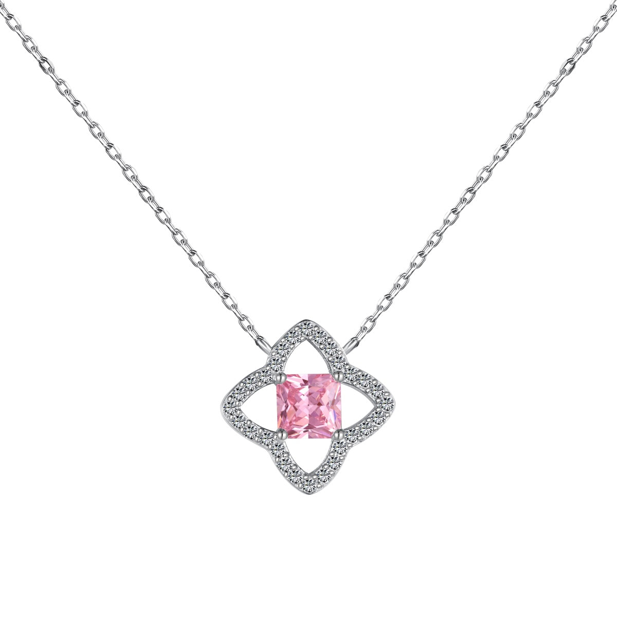 [Perla Lux]Exquisite Flower Shape Princess Cut Necklace