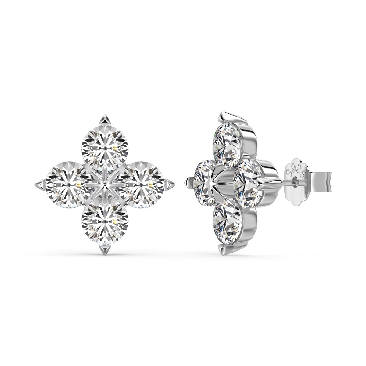 [Perla Lux]Four-Leaf Clover Eight-Pointed Star Earrings