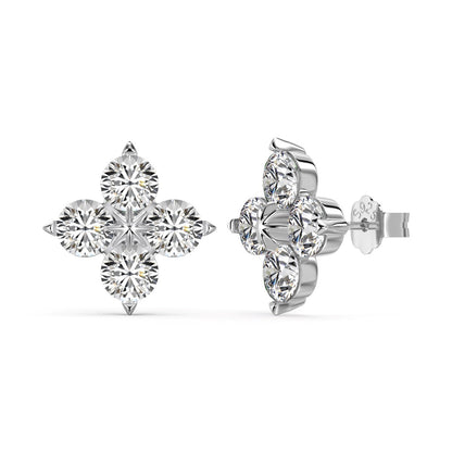 [Perla Lux]Four-Leaf Clover Eight-Pointed Star Earrings