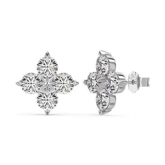 [Perla Lux]Four-Leaf Clover Eight-Pointed Star Earrings