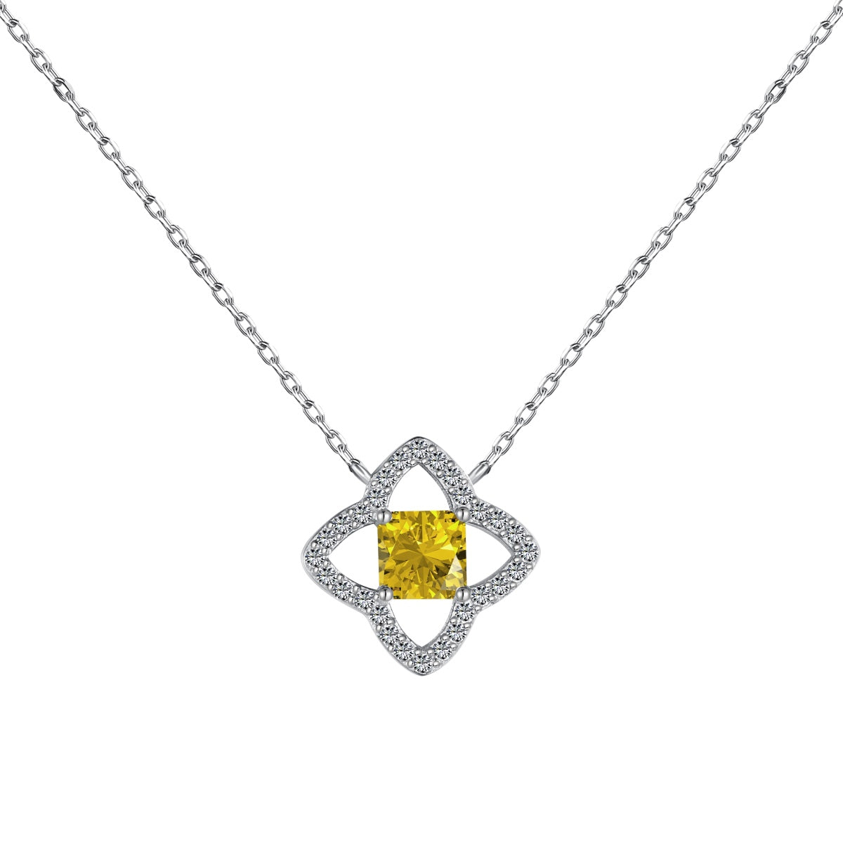 [Perla Lux]Exquisite Flower Shape Princess Cut Necklace