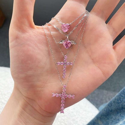 [Perla Lux]Heart Shape Main Stone Pendant Collarbone Necklace
