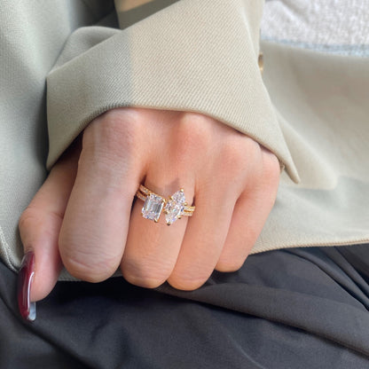 [Perla Lux]2.0 Carat Scintillating Ornate Radiant Cut Party Ring