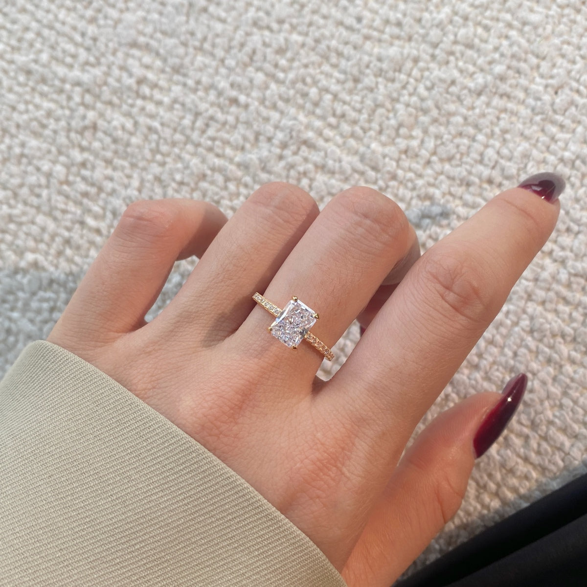 [Perla Lux]2.0 Carat Dazzling Sparkling Radiant Cut Party Ring