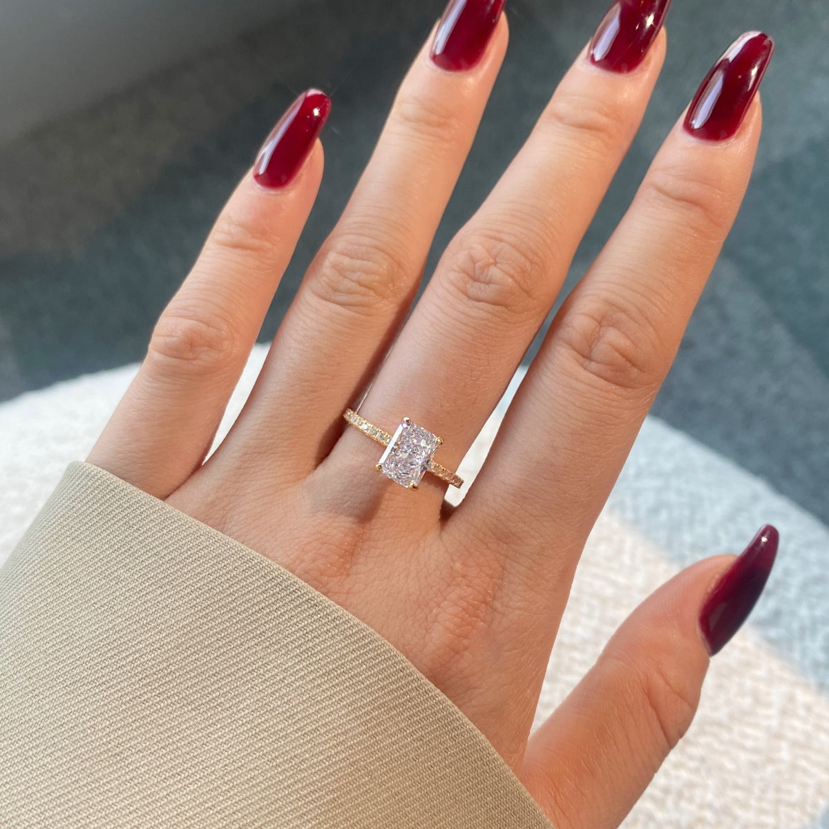 [Perla Lux]2.0 Carat Dazzling Sparkling Radiant Cut Party Ring