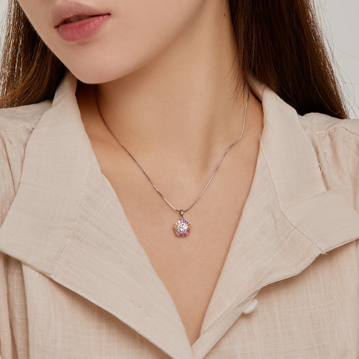 [Perla Lux]Charming Flower Colorful Necklace
